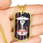 US Flag Caduceus Nurse Necklace Stainless Steel or 18k Gold Dog Tag 24" Chain-Express Your Love Gifts