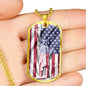 Us Flag Distressed With Statue Of Liberty Necklace Stainless Steel or 18k Gold Dog Tag 24" Chain-Express Your Love Gifts