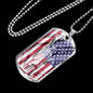 Us Flag Distressed With Statue Of Liberty Necklace Stainless Steel or 18k Gold Dog Tag 24" Chain-Express Your Love Gifts