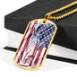 Us Flag Distressed With Statue Of Liberty Necklace Stainless Steel or 18k Gold Dog Tag 24" Chain-Express Your Love Gifts