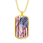 Us Flag Distressed With Statue Of Liberty Necklace Stainless Steel or 18k Gold Dog Tag 24" Chain-Express Your Love Gifts