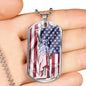 Us Flag Distressed With Statue Of Liberty Necklace Stainless Steel or 18k Gold Dog Tag 24" Chain-Express Your Love Gifts