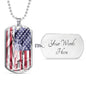 Us Flag Distressed With Statue Of Liberty Necklace Stainless Steel or 18k Gold Dog Tag 24" Chain-Express Your Love Gifts
