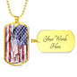 Us Flag Distressed With Statue Of Liberty Necklace Stainless Steel or 18k Gold Dog Tag 24" Chain-Express Your Love Gifts