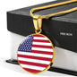 Us Flag Necklace United States Flag Stainless Steel or 18k Gold 18-22" - Express Your Love Gifts