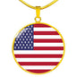 Us Flag Necklace United States Flag Stainless Steel or 18k Gold 18-22" - Express Your Love Gifts