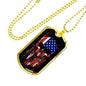Us Flag Skull Patriotic Necklace Stainless Steel or 18k Gold Dog Tag 24" Chain-Express Your Love Gifts