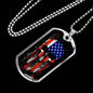 Us Flag Skull Patriotic Necklace Stainless Steel or 18k Gold Dog Tag 24" Chain-Express Your Love Gifts