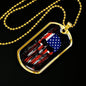 Us Flag Skull Patriotic Necklace Stainless Steel or 18k Gold Dog Tag 24" Chain-Express Your Love Gifts