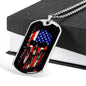 Us Flag Skull Patriotic Necklace Stainless Steel or 18k Gold Dog Tag 24" Chain-Express Your Love Gifts