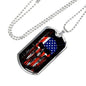 Us Flag Skull Patriotic Necklace Stainless Steel or 18k Gold Dog Tag 24" Chain-Express Your Love Gifts