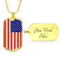 Us Flag Traditional Country Pride Necklace Stainless Steel or 18k Gold Dog Tag 24" Chain-Express Your Love Gifts