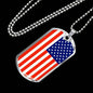 Us Flag Traditional Country Pride Necklace Stainless Steel or 18k Gold Dog Tag 24" Chain-Express Your Love Gifts