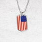 Us Flag Traditional Country Pride Necklace Stainless Steel or 18k Gold Dog Tag 24" Chain-Express Your Love Gifts