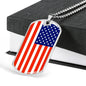 Us Flag Traditional Country Pride Necklace Stainless Steel or 18k Gold Dog Tag 24" Chain-Express Your Love Gifts