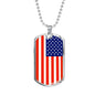 Us Flag Traditional Country Pride Necklace Stainless Steel or 18k Gold Dog Tag 24" Chain-Express Your Love Gifts