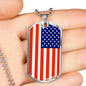 Us Flag Traditional Country Pride Necklace Stainless Steel or 18k Gold Dog Tag 24" Chain-Express Your Love Gifts
