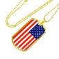 Us Flag Traditional Country Pride Necklace Stainless Steel or 18k Gold Dog Tag 24" Chain-Express Your Love Gifts