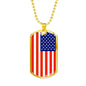 Us Flag Traditional Country Pride Necklace Stainless Steel or 18k Gold Dog Tag 24" Chain-Express Your Love Gifts