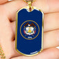 Utah Flag Pendant Stainless Steel or 18k Gold Dog Tag Necklace 24" Chain - Express Your Love Gifts