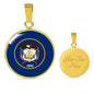 Utah State Flag Necklace Stainless Steel or 18k Gold Circle Pendant 18-22" - Express Your Love Gifts