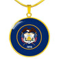 Utah State Flag Necklace Stainless Steel or 18k Gold Circle Pendant 18-22" - Express Your Love Gifts