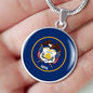 Utah State Flag Necklace Stainless Steel or 18k Gold Circle Pendant 18-22" - Express Your Love Gifts