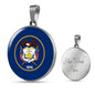 Utah State Flag Necklace Stainless Steel or 18k Gold Circle Pendant 18-22" - Express Your Love Gifts