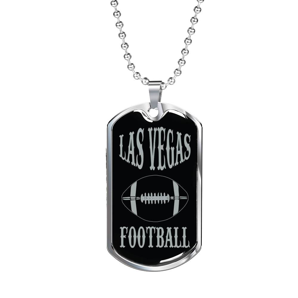 Las Vegas Dog Tag Fan Necklace Dog Tag Stainless Steel or 18k Gold 24" Chain" - Express Your Love Gifts