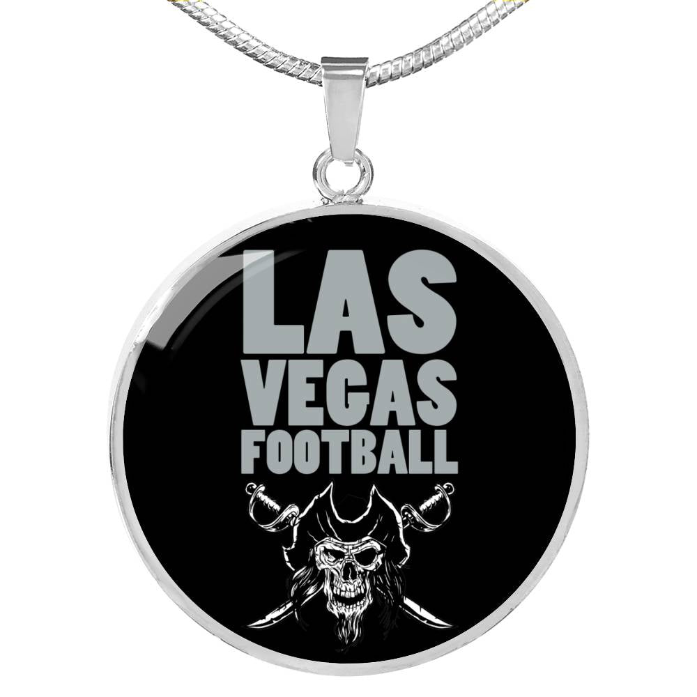 Las Vegas Football Circle Pendant Football Fan Necklace Stainless Steel or 18k Gold 18-22" - Express Your Love Gifts