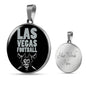 Las Vegas Football Circle Pendant Football Fan Necklace Stainless Steel or 18k Gold 18-22" - Express Your Love Gifts
