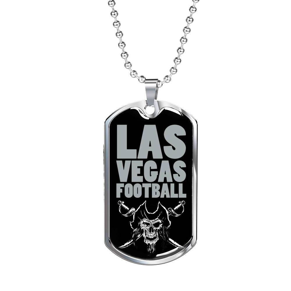 Las Vegas Football Dog Tag Fan Necklace Dog Tag Stainless Steel or 18k Gold 24" Chain" - Express Your Love Gifts
