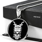 Vegas SugarSkull Circle Pendant Football Fan Necklace Stainless Steel or 18k Gold 18-22" - Express Your Love Gifts