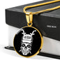 Vegas SugarSkull Circle Pendant Football Fan Necklace Stainless Steel or 18k Gold 18-22" - Express Your Love Gifts