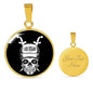 Vegas SugarSkull Circle Pendant Football Fan Necklace Stainless Steel or 18k Gold 18-22" - Express Your Love Gifts