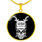 Vegas SugarSkull Circle Pendant Football Fan Necklace Stainless Steel or 18k Gold 18-22" - Express Your Love Gifts