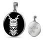 Vegas SugarSkull Circle Pendant Football Fan Necklace Stainless Steel or 18k Gold 18-22" - Express Your Love Gifts