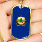 Vermont Flag Pendant Stainless Steel or 18k Gold Dog Tag Necklace 24" Chain - Express Your Love Gifts