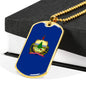 Vermont Flag Pendant Stainless Steel or 18k Gold Dog Tag Necklace 24" Chain - Express Your Love Gifts