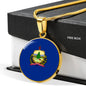 Vermont State Flag Necklace Stainless Steel or 18k Gold Circle Pendant 18-22" - Express Your Love Gifts