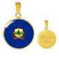 Vermont State Flag Necklace Stainless Steel or 18k Gold Circle Pendant 18-22" - Express Your Love Gifts
