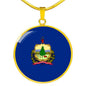 Vermont State Flag Necklace Stainless Steel or 18k Gold Circle Pendant 18-22" - Express Your Love Gifts