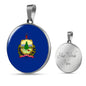 Vermont State Flag Necklace Stainless Steel or 18k Gold Circle Pendant 18-22" - Express Your Love Gifts