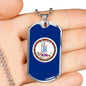 Virginia Flag Pendant Stainless Steel or 18k Gold Dog Tag Necklace 24" Chain - Express Your Love Gifts