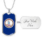 Virginia Flag Pendant Stainless Steel or 18k Gold Dog Tag Necklace 24" Chain - Express Your Love Gifts