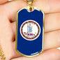Virginia Flag Pendant Stainless Steel or 18k Gold Dog Tag Necklace 24" Chain - Express Your Love Gifts