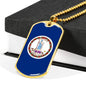 Virginia Flag Pendant Stainless Steel or 18k Gold Dog Tag Necklace 24" Chain - Express Your Love Gifts