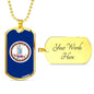 Virginia Flag Pendant Stainless Steel or 18k Gold Dog Tag Necklace 24" Chain - Express Your Love Gifts