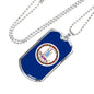 Virginia Flag Pendant Stainless Steel or 18k Gold Dog Tag Necklace 24" Chain - Express Your Love Gifts