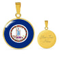 Virginia State Flag Necklace Stainless Steel or 18k Gold Circle Pendant 18-22" - Express Your Love Gifts